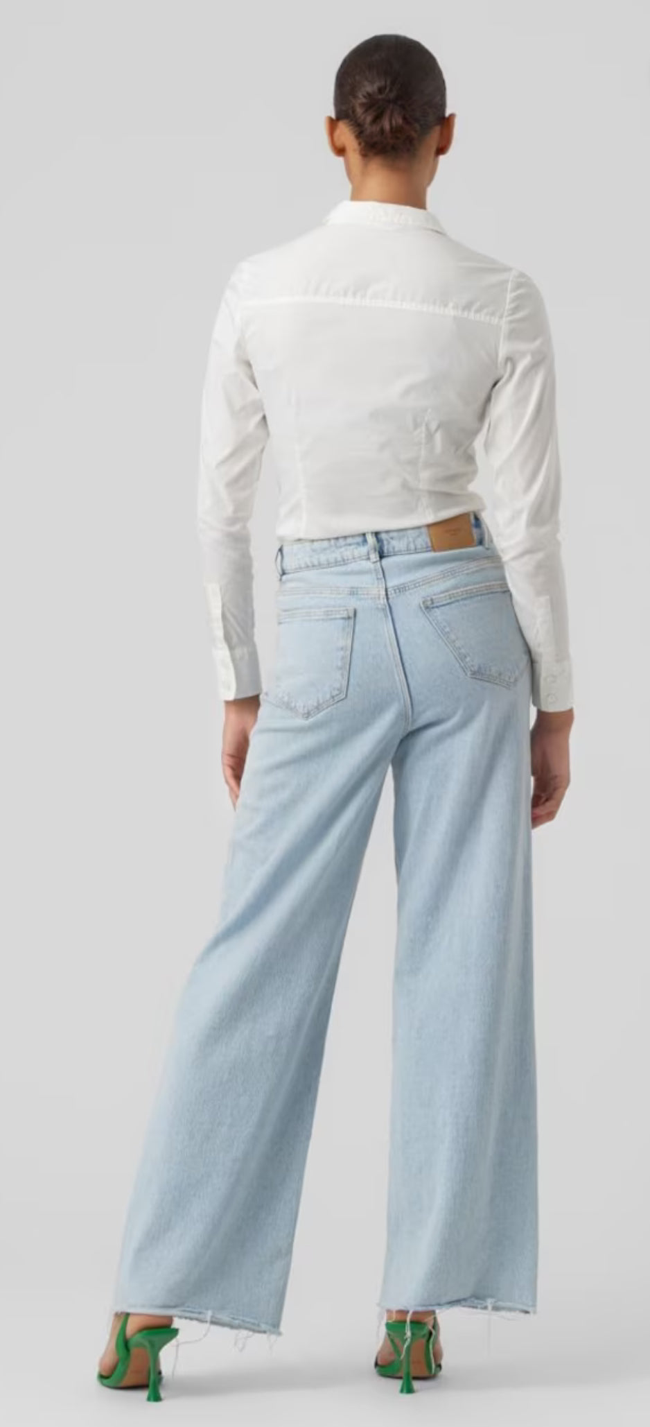 White long-sleeve button-down shirt bodysuit